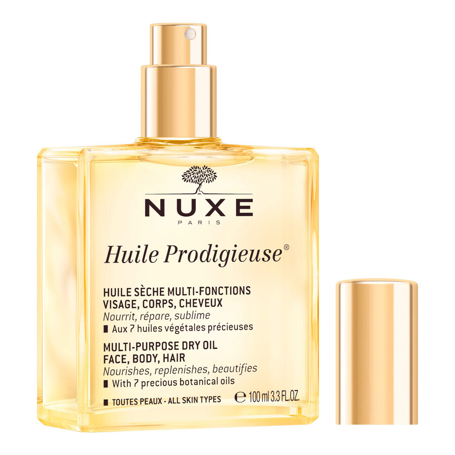 Set Nuxe Huile Prodigieuse, droge olie voor lichaam, gezicht en haar, 100 ml + Huile Prodigieuse Or, roll-on olie, 8 ml