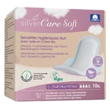 Silver Care Toallas higiénicas ultrafinas de algodón suave con alas, noche, 10 unidades