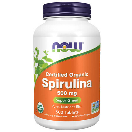 Now Foods Spirulina 500 mg, 500 vegane Tabletten