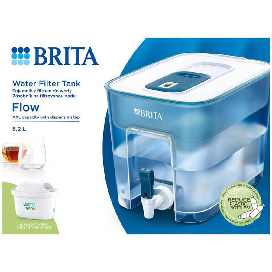 Brita Flow, 8,2 l filterdispenser met kraan, blauw + Maxtra Pro Pure Performance filter, 1 st