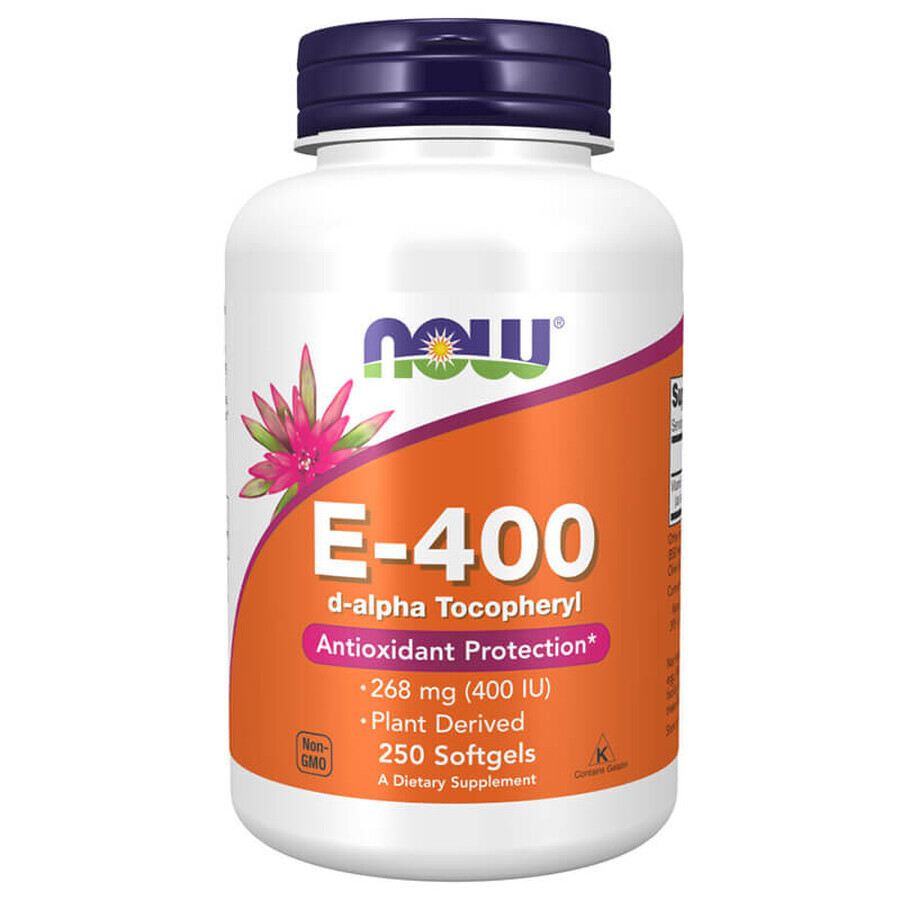 Now Foods E-400, vitamina E, 250 capsule gel