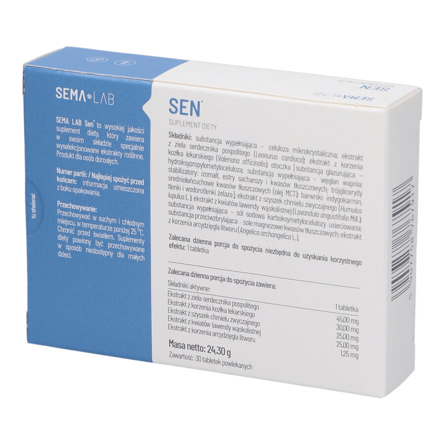 SEMA Lab Sen, 30 filmomhulde tabletten DEFECTED PACKAGE