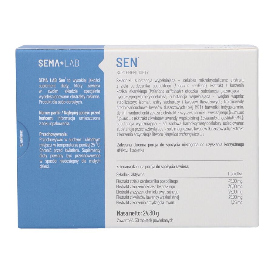 SEMA Lab Sen, 30 filmomhulde tabletten DEFECTED PACKAGE