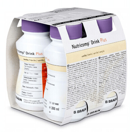 Nutricomp Drink Plus, voedingsdrank, vanillesmaak, 4 x 200 ml