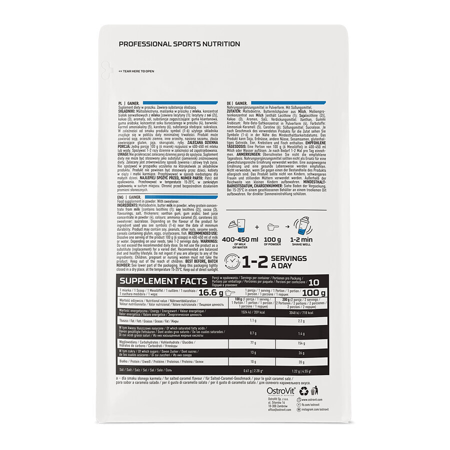 OstroVit Gainer, Kokosnuss-Geschmack, 1000 g