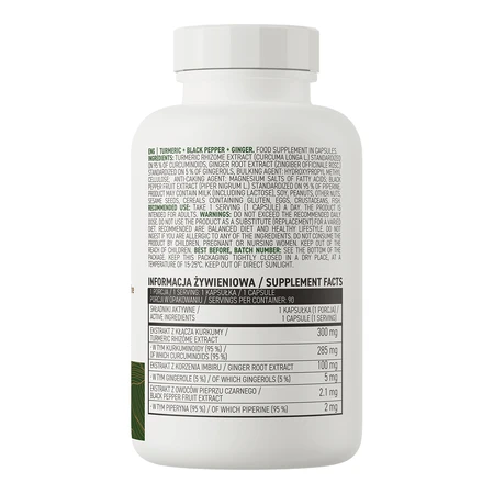 OstroVit Kurkuma + zwarte peper + gember, 90 capsules
