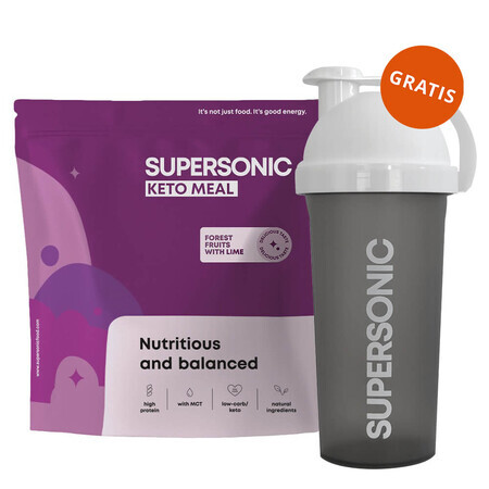 Supersonic Keto Maaltijd, bessen met limoensmaak, 800 g + shaker, 700 ml gratis