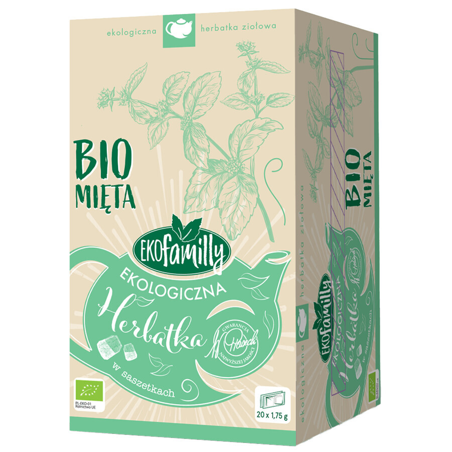 EkoFamily Bio Mint, biologische kruidenthee, 1,75 g x 20 builtjes