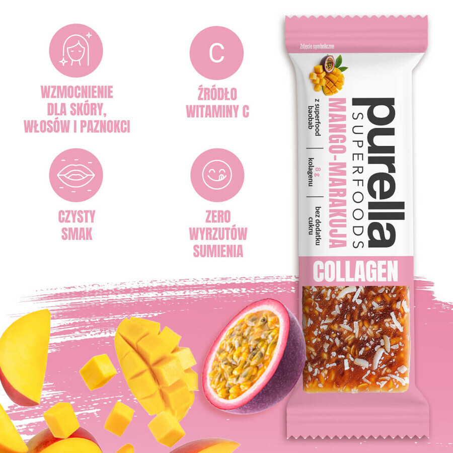 Purella SuperFoods Collageenreep, mango-maracuja, 40g