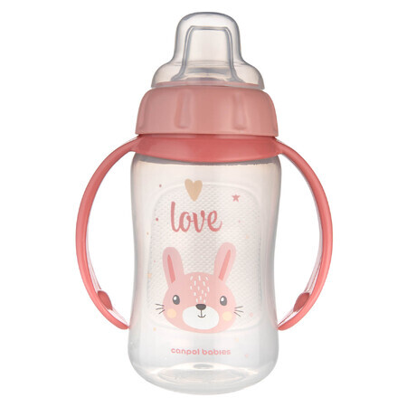 Canpol Babies, training cup with soft snout, Cute animals, pink, 56/512, from 6 months, 320 ml