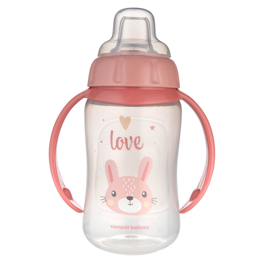 Canpol Babies, training cup with soft snout, Cute animals, pink, 56/512, from 6 months, 320 ml