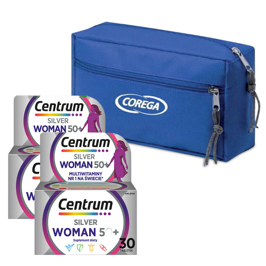 Centrum Woman 50+ set, 2 x 30 tabletten + Corega, gratis cosmetisch reistasje