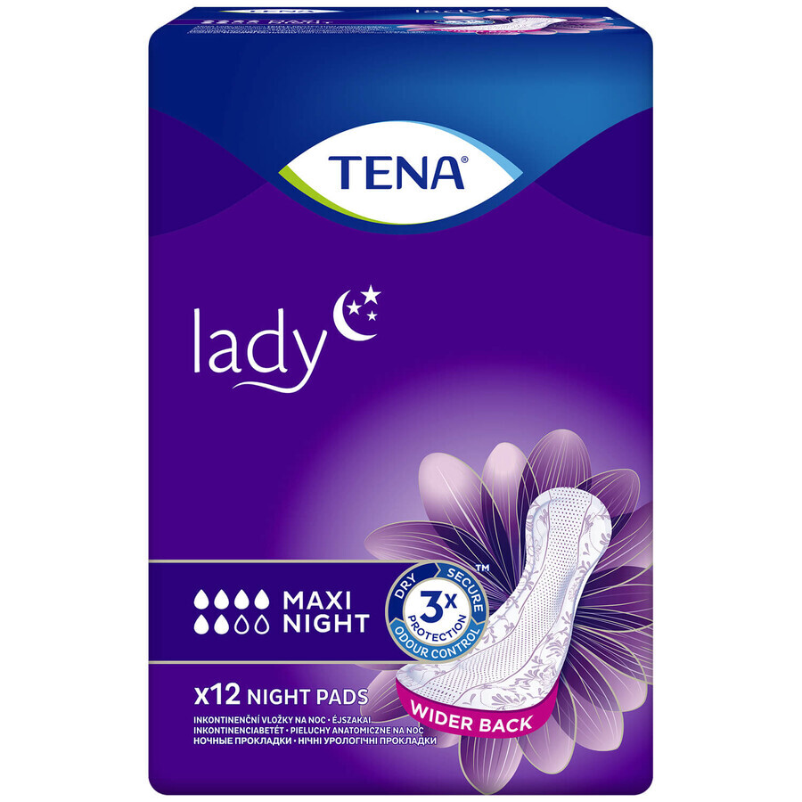 Tena Lady set, gespecialiseerd maandverband, Maxi Night, 2 x 12 stuks + ProSkin Pants Absorbent normal panty, maat M en L, 2 samples