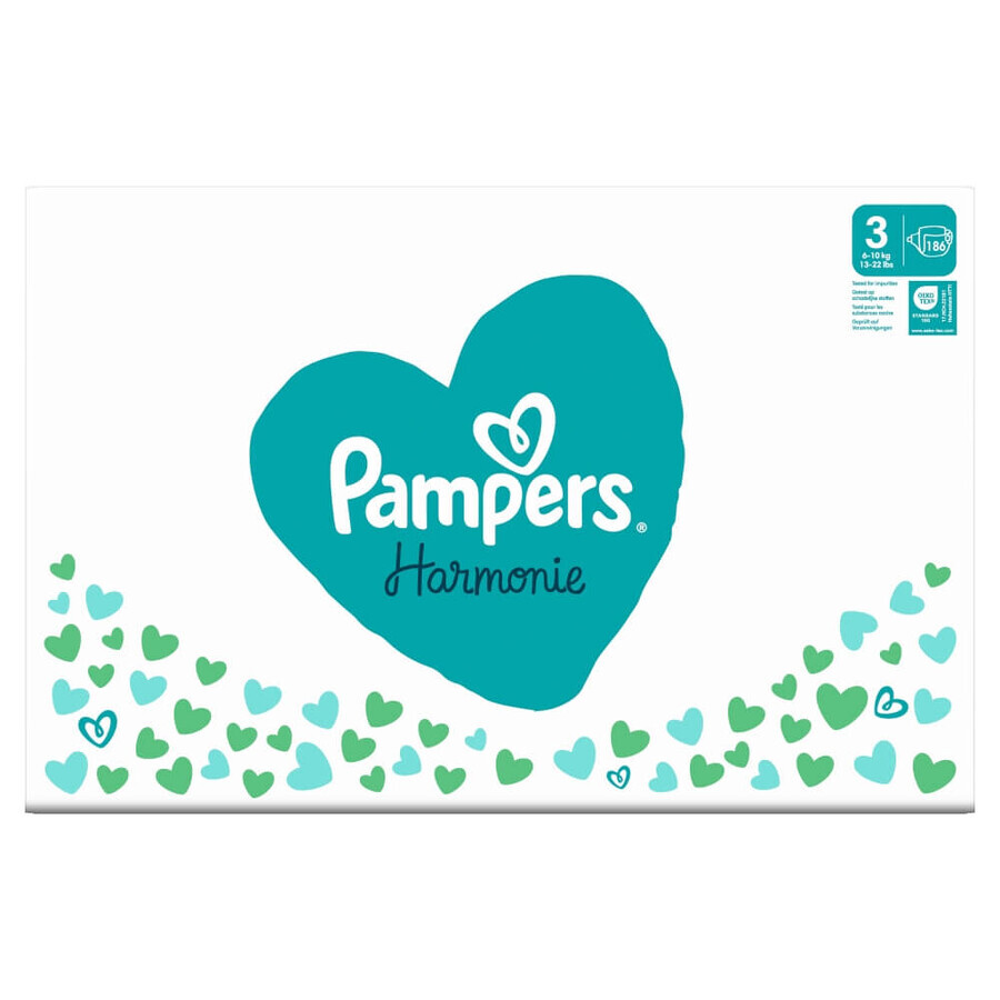 Pampers Harmonie, diapers, size 3, 6-10 kg, 186 pcs