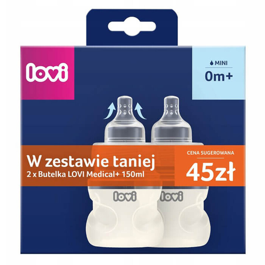 Lovi Medical+ set, antikoliekfles met dynamische speen, mini, vanaf de geboorte, 2 x 150 ml