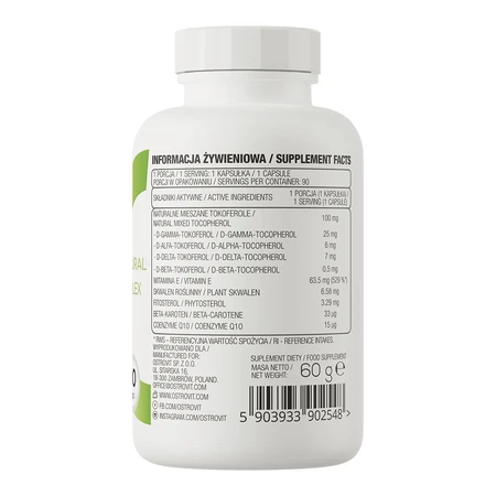 OstroVit Vitamina E Tocoferoli naturali Complex Softgels, 90 capsule