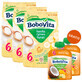 Set BoboVita Rijstepap, banaan, zuivelvrij, glutenvrij, na 6 maanden, 3 x 180 g + mousse in tube, bananenmousse met mango en kokos, 2 x 80 g gratis