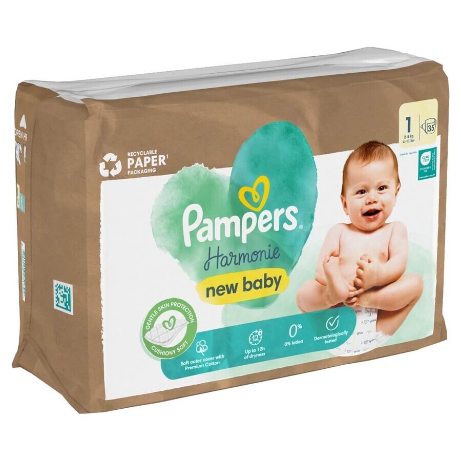 Pampers Harmonie, luiers, maat 1, 2-5 kg, 35 stuks