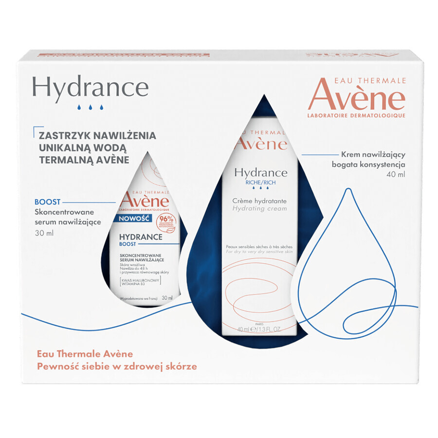 Avene Hydrance Moisture Moisture Shot Set, rich-texture moisturizing cream 40 ml + concentrated moisturizing serum 30 ml