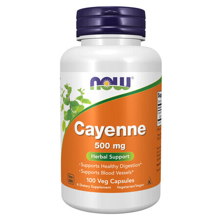 Now Foods Cayenne 500 mg, cayennepeper, 100 veganistische capsules