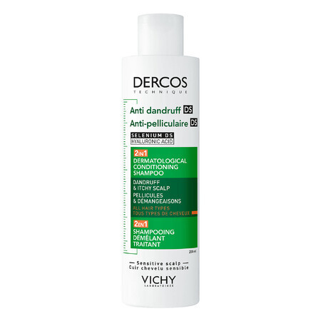 Vichy Dercos Anti Dandruff DS, șampon anti-mătreață cu balsam 2în1, 200 ml