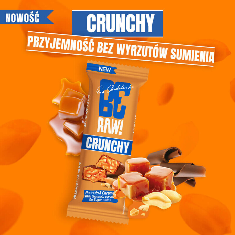 BeRAW! Chrunchy, barretta, arachidi e caramello, senza zuccheri aggiunti, 40 g