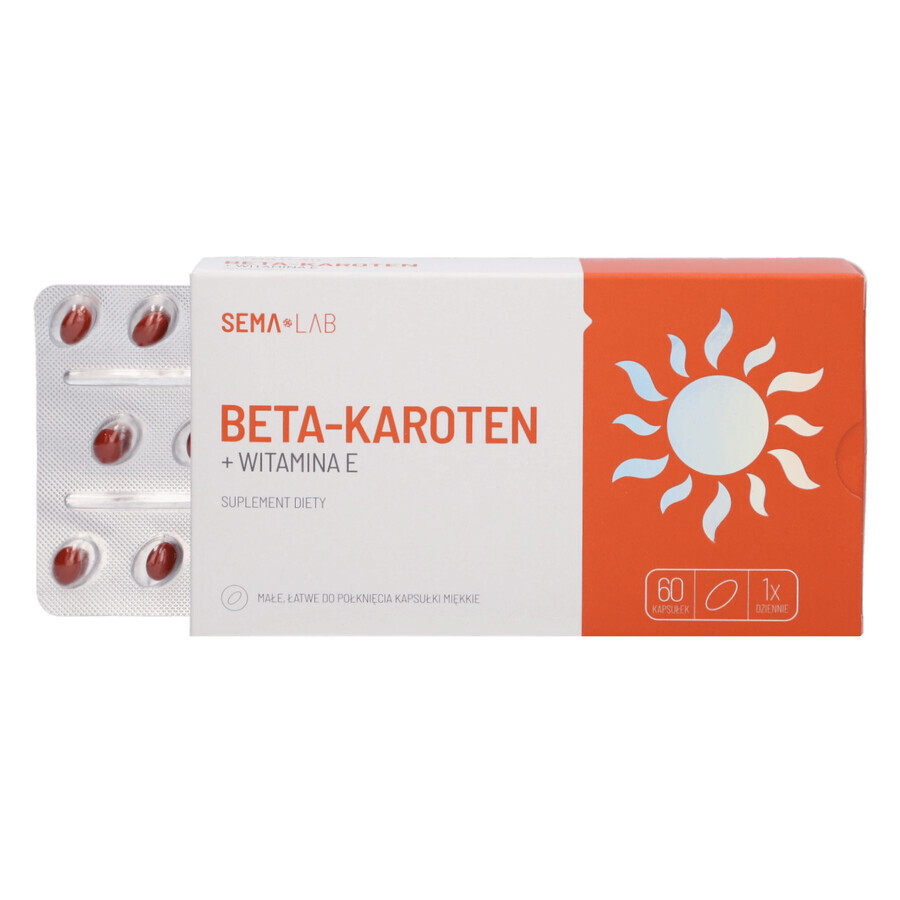 SEMA Lab Bètacaroteen + Vitamine E, 60 softgels Beschadigde verpakking