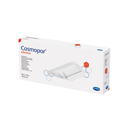 Cosmopor Advance, wound and cut dressing with strong exudate, self-adhesive, sterile, 25 cm x 10 cm, 10 pieces