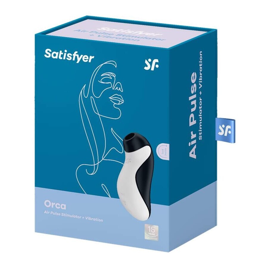 Satisfyer Orca, contactloze clitorismassage, lucht, zwart-witte orka