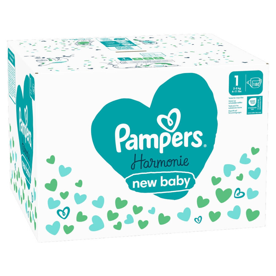 Pampers Harmonie, luiers, maat 1, 2-5 kg, 180 stuks