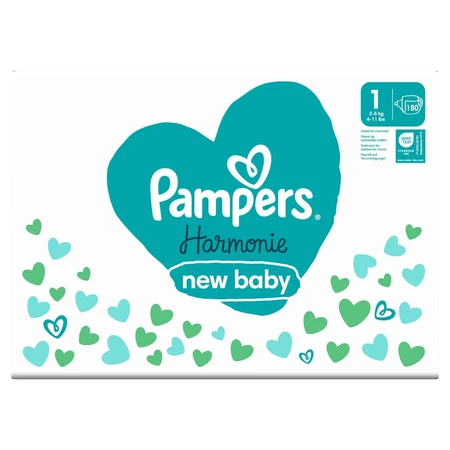 Pampers Harmonie 1 (2-5 kg), pieluchy, 180 sztuk: ceny i cechy