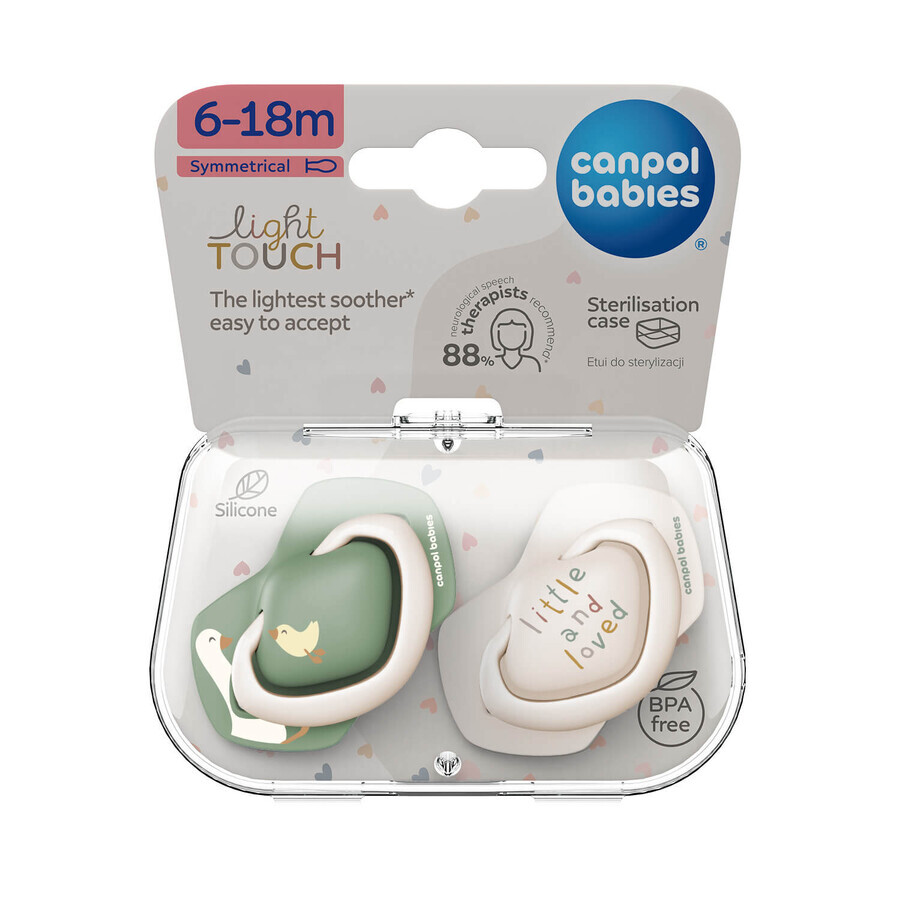 Canpol Babies, pacifier, silicone, symmetrical, Goose, 6-18 months, 2 pieces