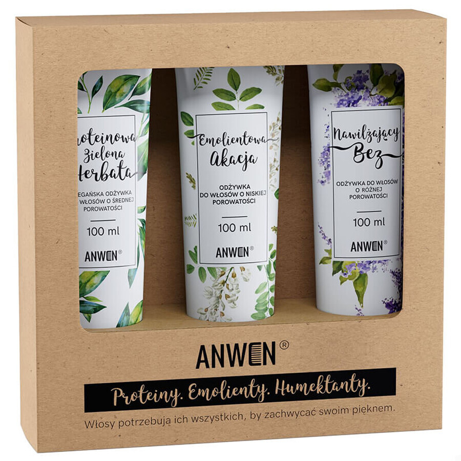 Anwen set, conditioners voor haar met lage porositeit, 3 x 100 ml