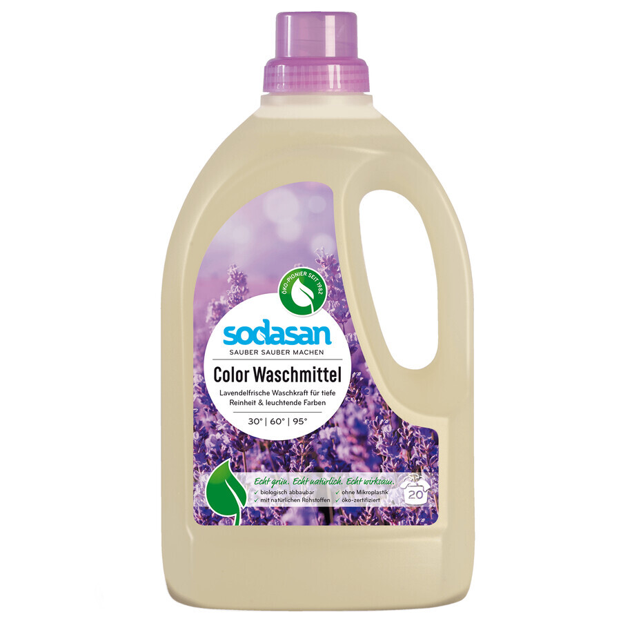 Sodasan, washing liquid, universal, for color, Bio, Lavender, 1.5 l