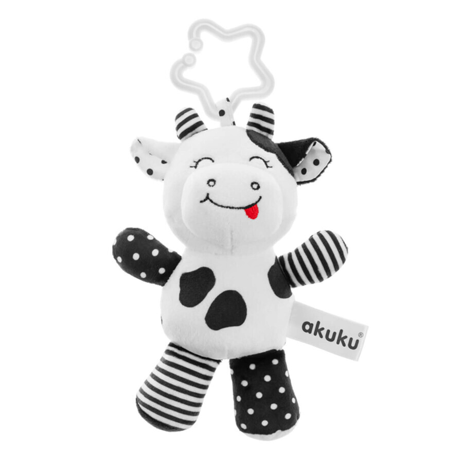 AKUKU, plush mascot with label, black and white fudge, A0471, from birth, 1 pc