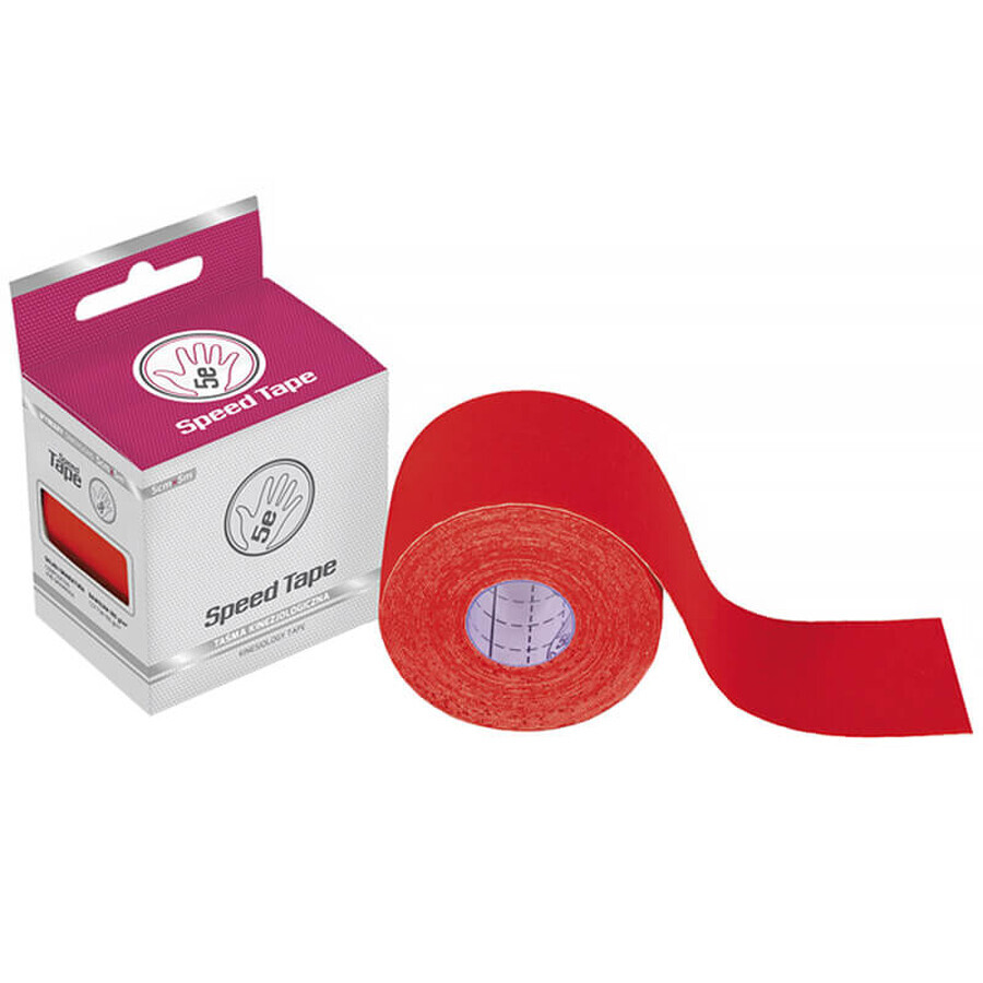 5E, nastro kinesiologico Speed Economic, cotone, rosso, 5 cm x 5 m