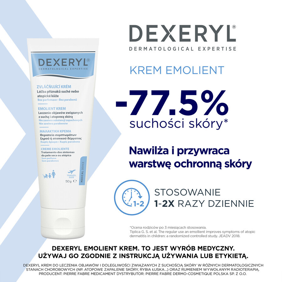 Dexeryl verzachtende crème voor de droge huid, 50 g