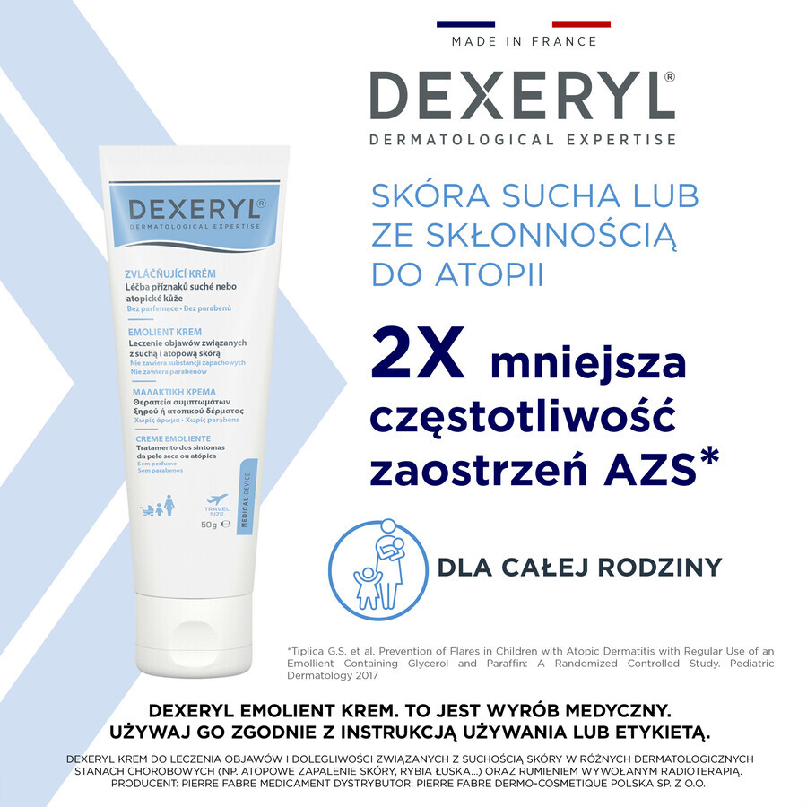 Dexeryl verzachtende crème voor de droge huid, 50 g