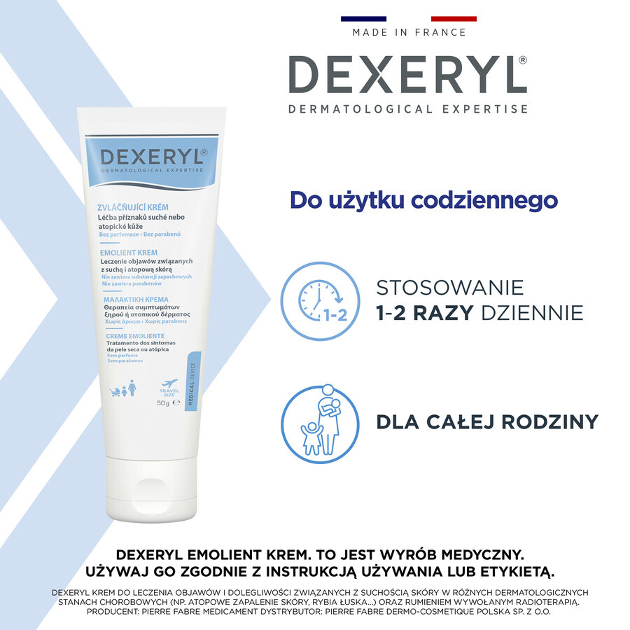 Dexeryl verzachtende crème voor de droge huid, 50 g