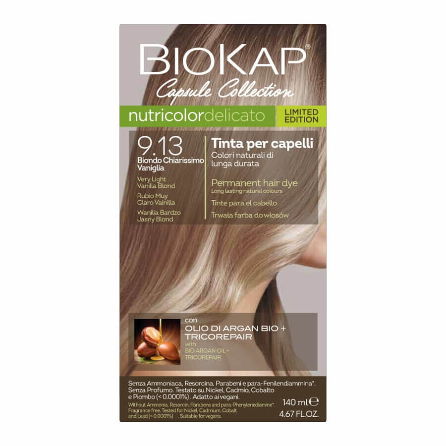 Biokap Nutricolor Nutricolor Delicato, coloration, 9.13 vanille blond très clair, 140 ml