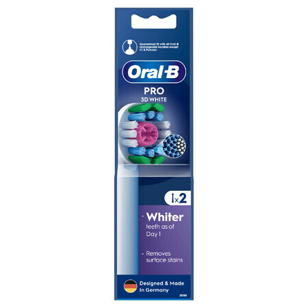 Oral-B Pro 3D White, vervangende opzetborstels voor Clean Maximiser elektrische tandenborstel, 2 stuks