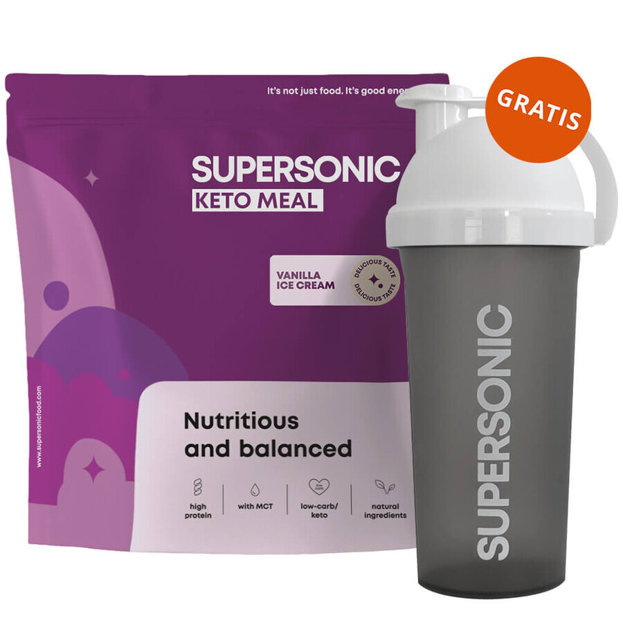 Supersonic Keto Meal, vanilla ice cream flavor, 800 g + shaker, 700 ml free