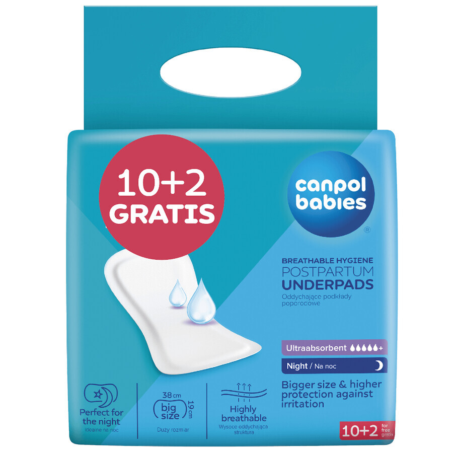 Canpol Babies, postnatale ademende nachtpon, 10 stuks + 2 stuks gratis