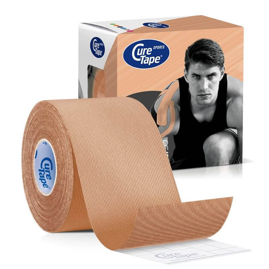 CureTape Sports, bande kinésiologique, beige, 5 cm x 5 m, 1 pièc