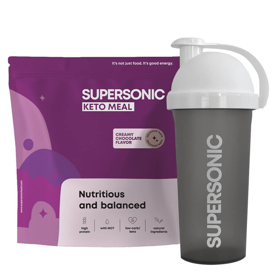 Supersonic Keto Maaltijd, romige chocoladesmaak, 800 g + shaker, 700 ml gratis