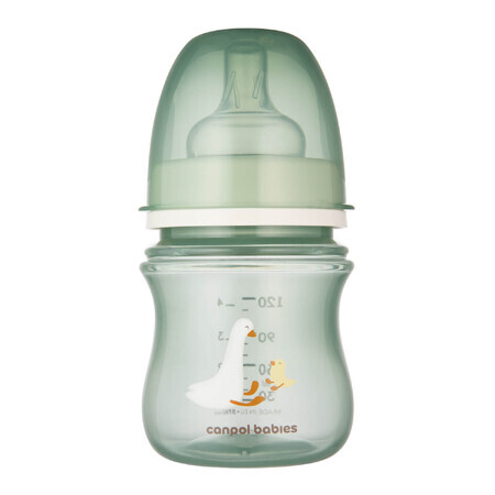 Canpol Babies EasyStart, anticólico, biberón boca ancha, Goose, desde el nacimiento, 120 ml