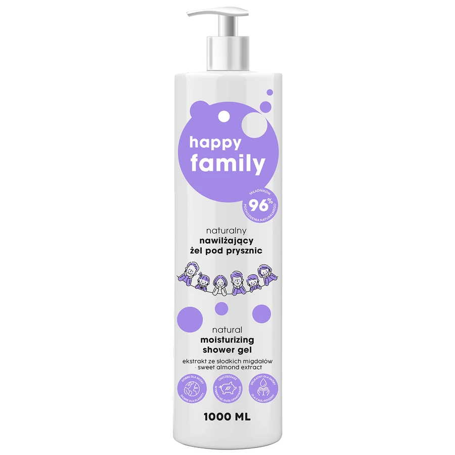 Happy Family, gel de ducha hidratante natural, 1000 ml