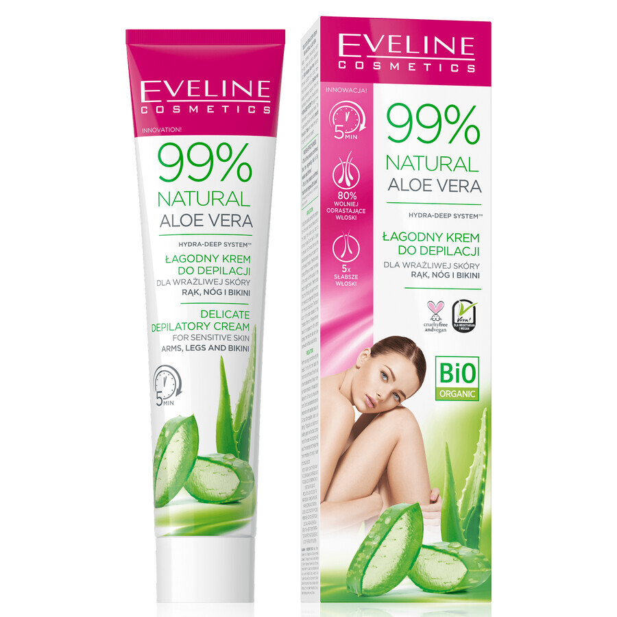 Eveline Cosmetics 99% Natuurlijke Aloë Vera Hand-, Voet- en Bikiniverwijderingscrème 125 ml