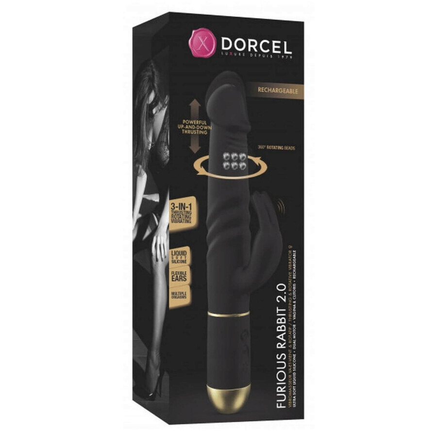 Dorcel Furious Rabbit 2.0, vibrador conejo, negro