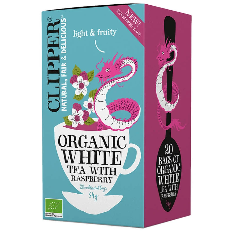 Clipper, thé blanc aux framboises Bio, 1,7 g x 20 sachets